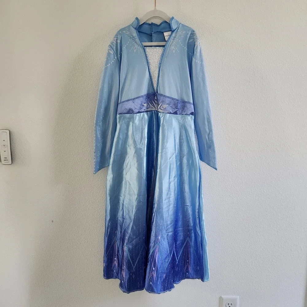 Disney Frozen II Elsa Costume Dress Blue Ombre Long Sleeve Girls Size 7-8